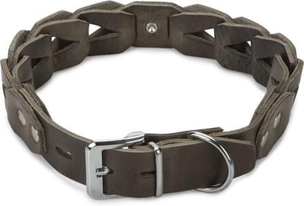 Beeztees Connex - Halsband Hond - Leer - Grijs - 60 cm x 30 mm