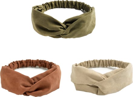 Somstyle 3x Haarband Dames & Meisjes - Sport Hoofdband Elastisch - Groen, Bruin & Beige
