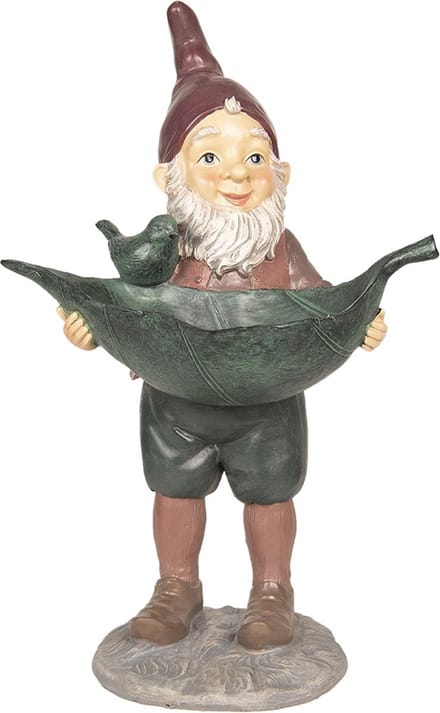 Clayre & Eef Beeld  Kabouter 26*21*42 cm Groen Kunststof Woonaccessoires beeld decoratie  Decoratieve Accessoires