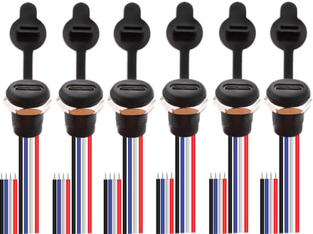 Dailygoody - 6x USB-C Connector Waterdicht 4-Pin Pigtail Kabel voor Snelladen