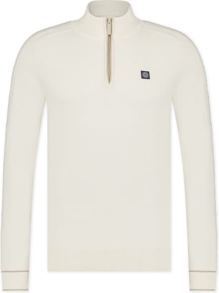 Blue Industry Half Zip Trui Ecru - Maat M - Heren - Schipperstrui