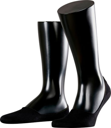 Esprit Basic Uni 2-Pack onzichtbar eenkleurig katoen multipack footies heren zwart - maat 39-42
