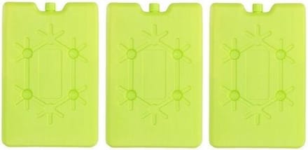 Koelelement plat - 3x - groen - 200 ml - 11 x 16 cm - koeltas/koelbox element
