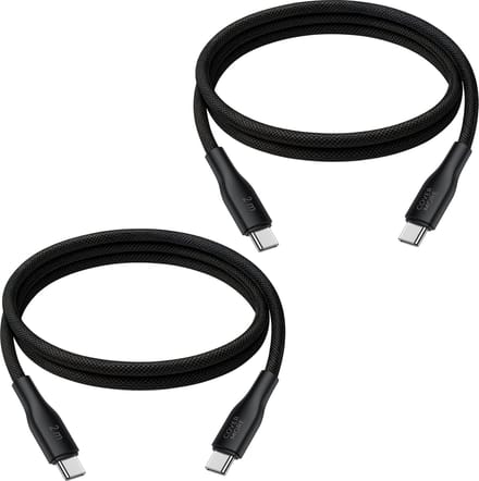 Lange usb C kabels 2 meter - Set van 2 - Usb C naar C - Oplaadsnoer - Stevig - Nylon - Lang - Zwart