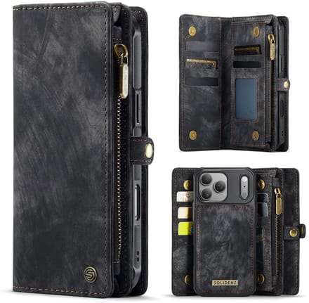 Solidenz Hoesje - Geschikt voor Apple iPhone 17 Pro - Urban Wallet - Zwart