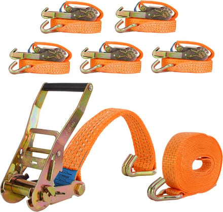 5x Ratelspanband 8m 5000kg 5t 5to TÜV/GS ORANJE 2 stuks.