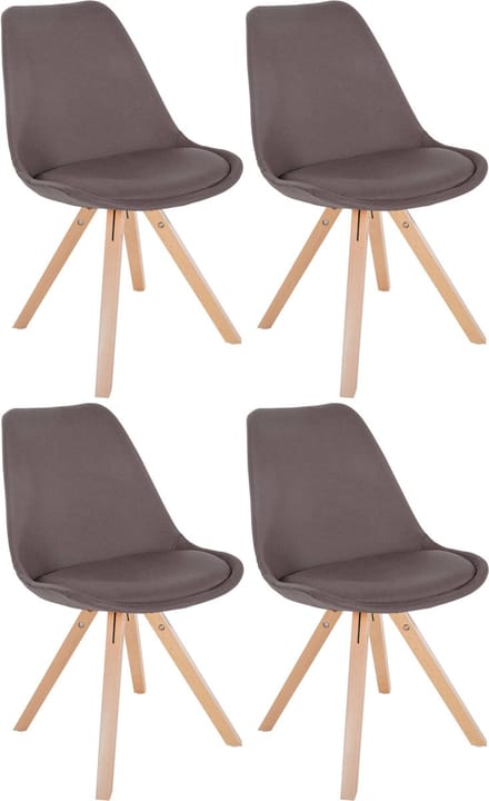 CLP Sofia Set van 4 Eetkamerstoelen - Zonder armleuning - Stof - taupe natura (vierkant)