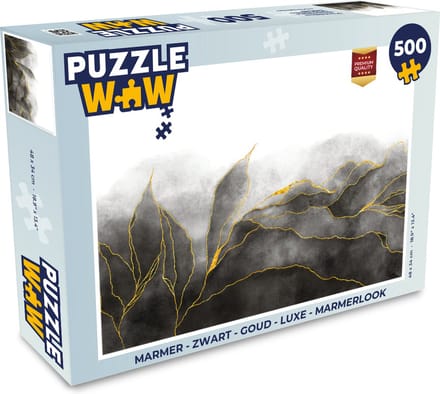 Puzzel Marmer - Zwart - Goud - Luxe - Marmerlook - Legpuzzel - Puzzel 500 stukjes