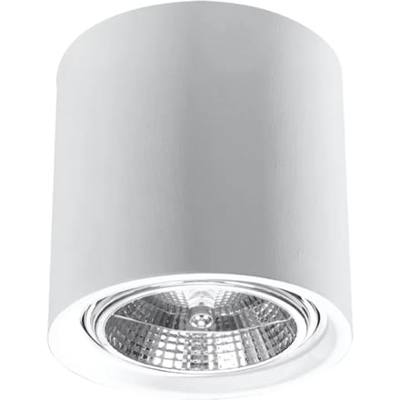 Plafondlamp KALU keramische cilinder met licht naar beneden - Sollux Lighting - IP20 - Wit keramiek behuizing - 14.5 x 14.5 x 14 cm - 1 x GU10 LED, exclusief lichtbron - Max. 10 W - Moderne plafondlamp voor gang, hal en woonkamer