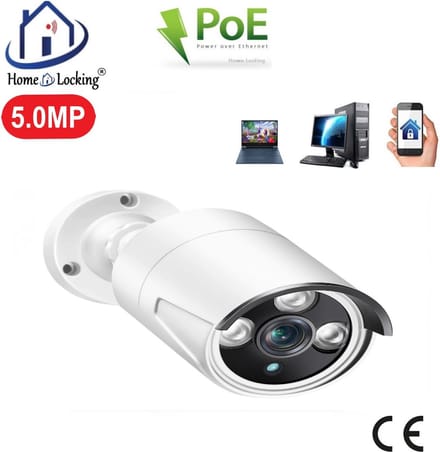 Home-Locking POE IP-camera bullet met bewegingsdetectie 5.0MP. C-1258