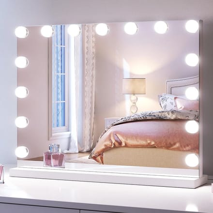 Grote Make-upspiegel met 15 LED Lampen en Meerdere Lichtkleuren