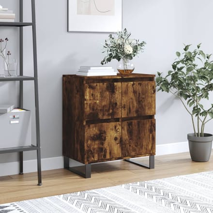 vidaXL - Dressoir - 60x35x70 - cm - bewerkt - hout - gerookt - eikenkleurig