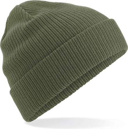 Beechfield Organic Beanie Commando wintermuts - army groen - heren - 100% gebreid katoen - Biologisch