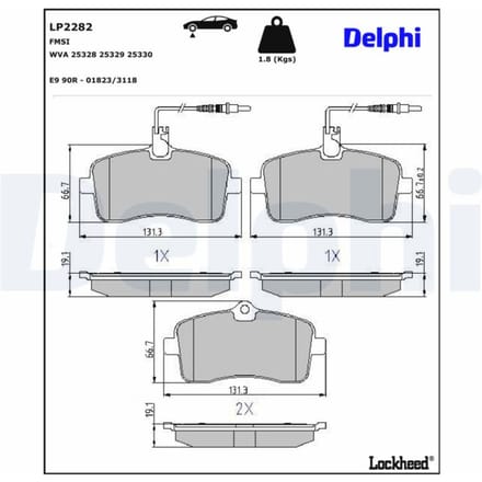 Remblokset DELPHI LP2282, voor