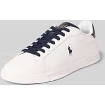 Sneakers van echt leer met gestikt logo