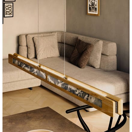 Elobra LED hanglamp Chile S, eiken/kleurrijke leisteen, lengte 114 cm