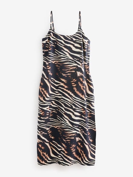 Next - Dames - Halflange zomerslipdress - Tall - Dierenprint