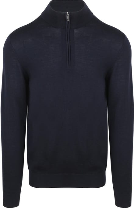 Profuomo Half Zip Pullover Merinowol Navy - Maat L - Heren - Pullovers
