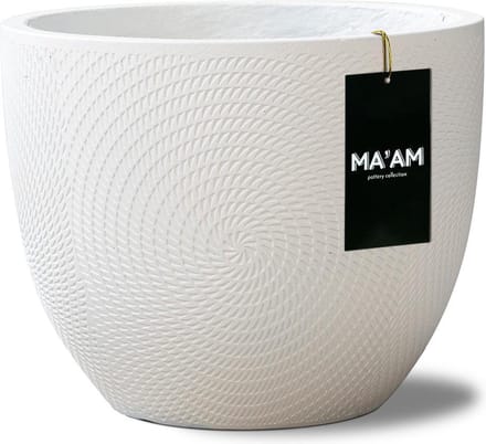 MA’AM Pottery Jade ronde bloempot - D44×H36 cm - wit - luxe design