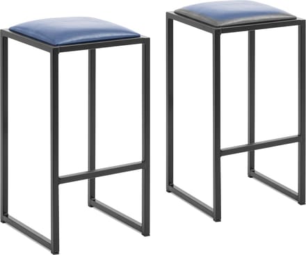Barkruk - set van 2 - zwart/blauw - met bekleding - Royal Catering