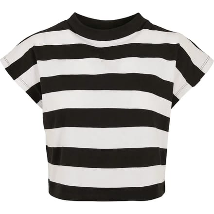 Urban Classics - Stripe Short Crop top - XL - Zwart/Wit