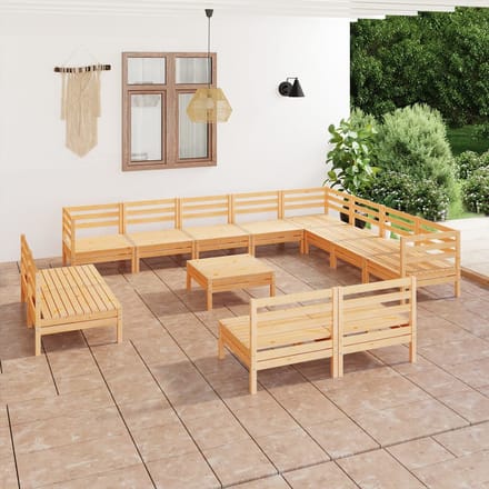 vidaXL - 13-delige - Loungeset - massief - grenenhout