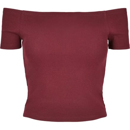 Urban Classics - Off Shoulder Rib Crop top - XL - Bordeaux rood