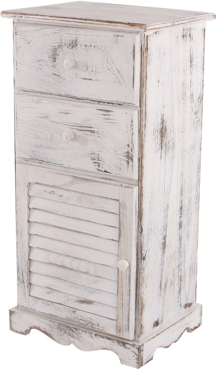 Ladekast, 81x40x32cm, shabby look, vintage ~ wit