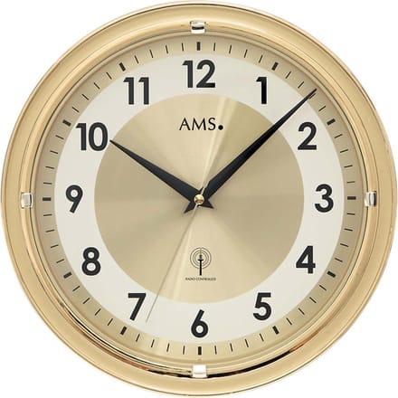 AMS Wandklok zendergestuurd 30 cm ø goudkleurig 5946