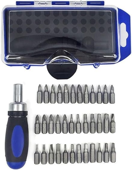 Schroevendraaier Set - Ratelschroevendraaier Kit - Elektronica Reparatie - 38 Delig - 16 x 9 x 5 cm - Blauw