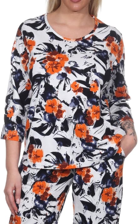 Dames Pyjama Shirt Lange Mouw Pyjama Top Mix & Match in Floral Optics