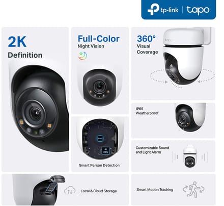 TP-LINK Tapo - Beveiligingscamera - 360° Draaibaar - Nachtzicht - Waterbestendig