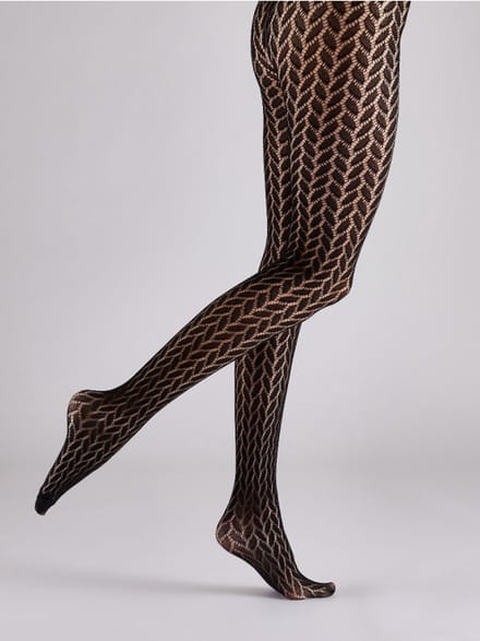 Pretty Polly Panty - Leaf Pattern - Net - One Size - 36/44 - Zwart