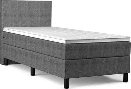 Boxspring Bravo - 80x200 - Antraciet - Bonellvering - Stof - Inclusief Topper - Bed compleet