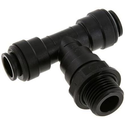 12mm x G1/2'' inline T-stuk POM Insteekfitting Buitendraad FDA Draaibaar NBR