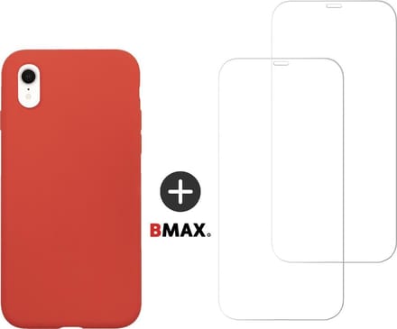 BMAX Telefoonhoesje geschikt voor iPhone 11 Pro - Siliconen hardcase hoesje rood - Met 2 screenprotectors
