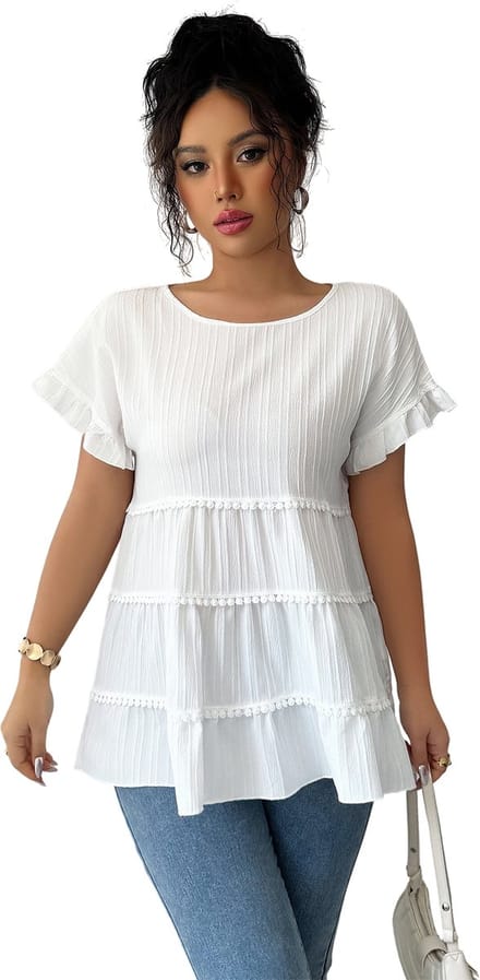 Shirt Jurk Wit - Mode - Dames - Ribstof - Maat M