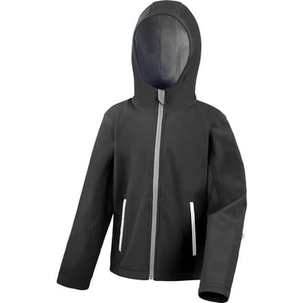 Result Junior TX Performance Hooded Soft Shell Jacket RT224J - BLACK/GREY - XS (3-4)