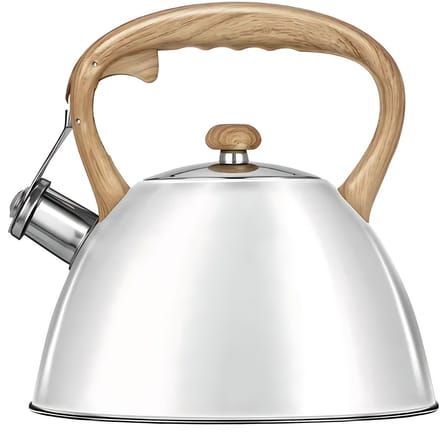 Smile - Fluitketel 3 Liter - Alle Warmtebronnen - RVS met Beukenhout - Wit