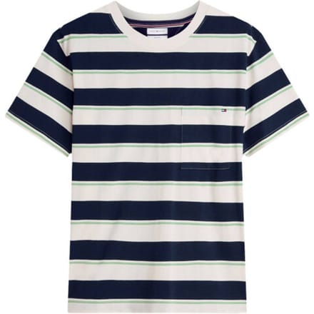 Tommy Hilfiger Yarn Dye Multistripe Ivory/carbon Navy/cut Grass Stripe Größe: S | Basic T-Shirts Outlet | Herren | Weiß
