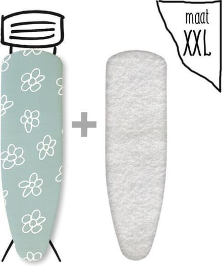 Leuke Strijkhoezen | Strijkhoes met Molton - bloemen groen - maat XXL - complete set