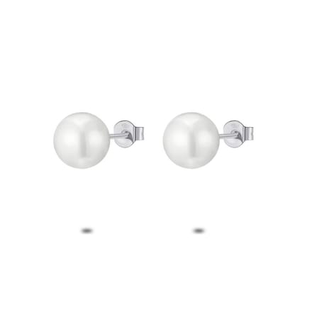 Twice As Nice Oorbellen in zilver, parel 10 mm