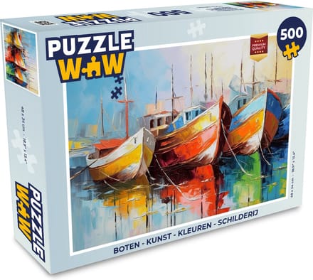 Puzzel Boten - Kunst - Kleuren - Schilderij - Legpuzzel - Puzzel 500 stukjes