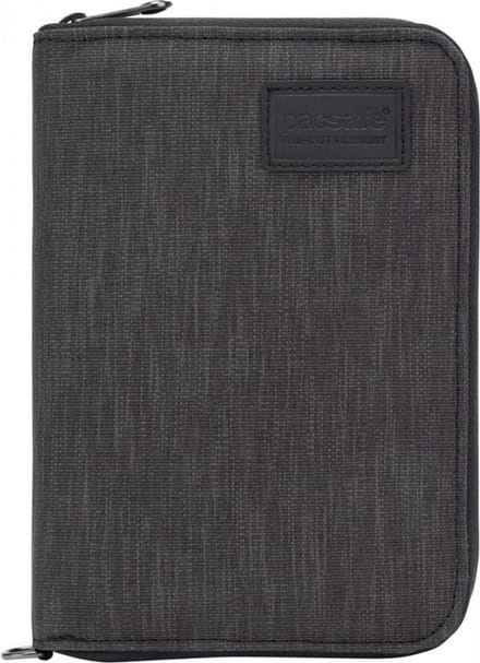 Pacsafe Portemonnee - 16,3 x 11,5 x 2 cm - Pasjeshouder - RFID-beveiligd - Scanvak - Recycled polyester - Lichtgewicht - Donkergrijs
