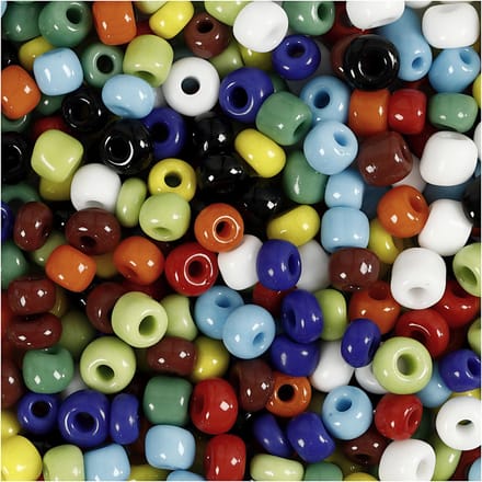 Rocailles, d 4 mm, afm 6/0, gatgrootte 0,9-1,2 mm, diverse kleuren, 130 gr