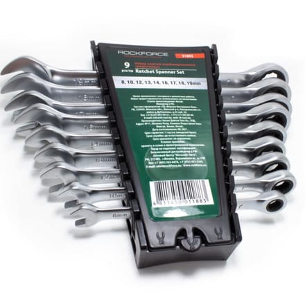 Rockforce Ringsleutelset 8-19 mm met Ratel - CrV Staal