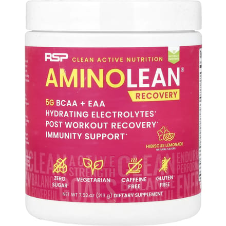RSP Nutrition, AminoLean® Recovery, Cafeïnevrij, Hibiscus Lemonade, 7,52 oz (213 gr)