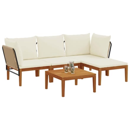vidaXL - 5 - st - Massief - acaciahout - & - touw - Naturel