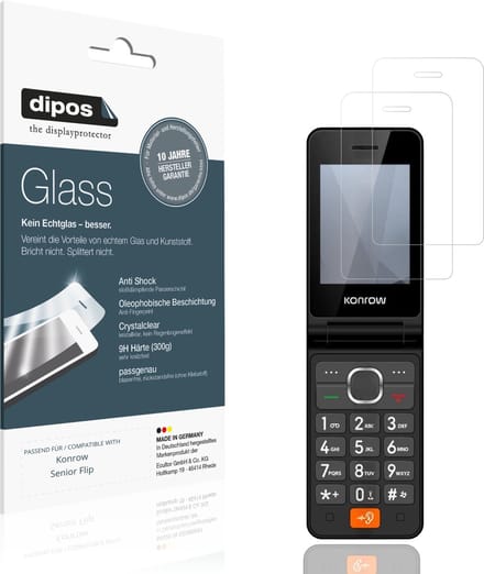 dipos – 2x Pantserfolie geschikt voor Konrow Senior Flip | 9H Screenprotector