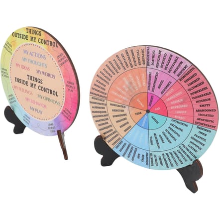 2 pièces Roue des émotions Décor de bureau Tableau des émotions pour chambres à coucher, salons et bureaux pink